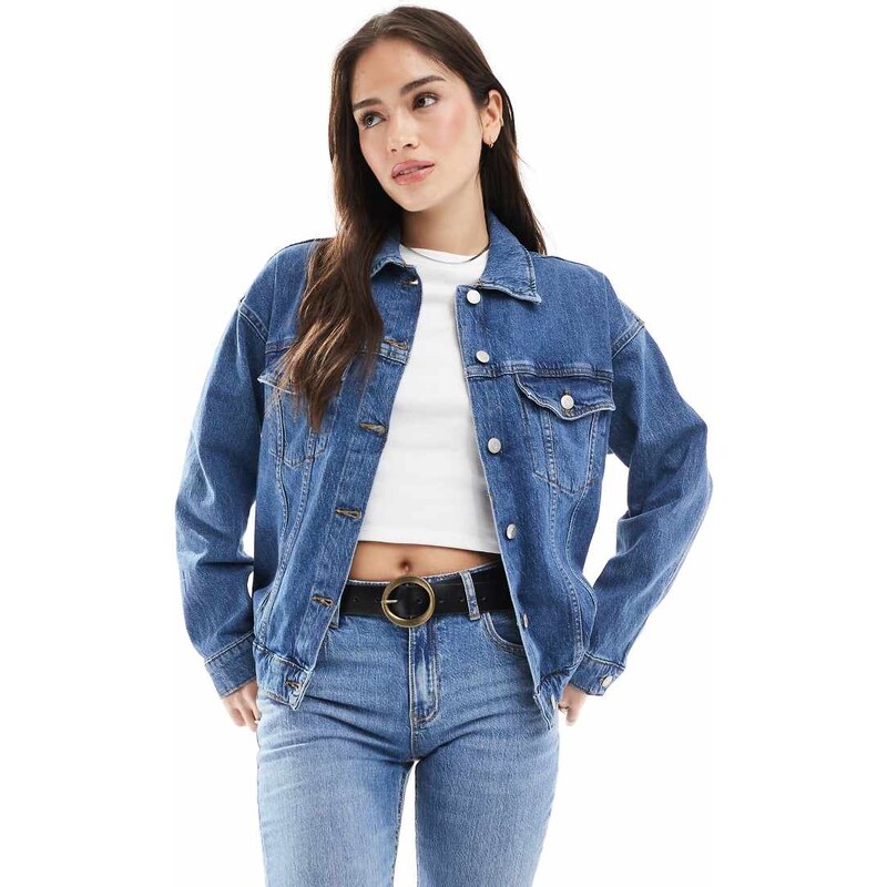 Vero Moda oversized denim jacket in medium blue