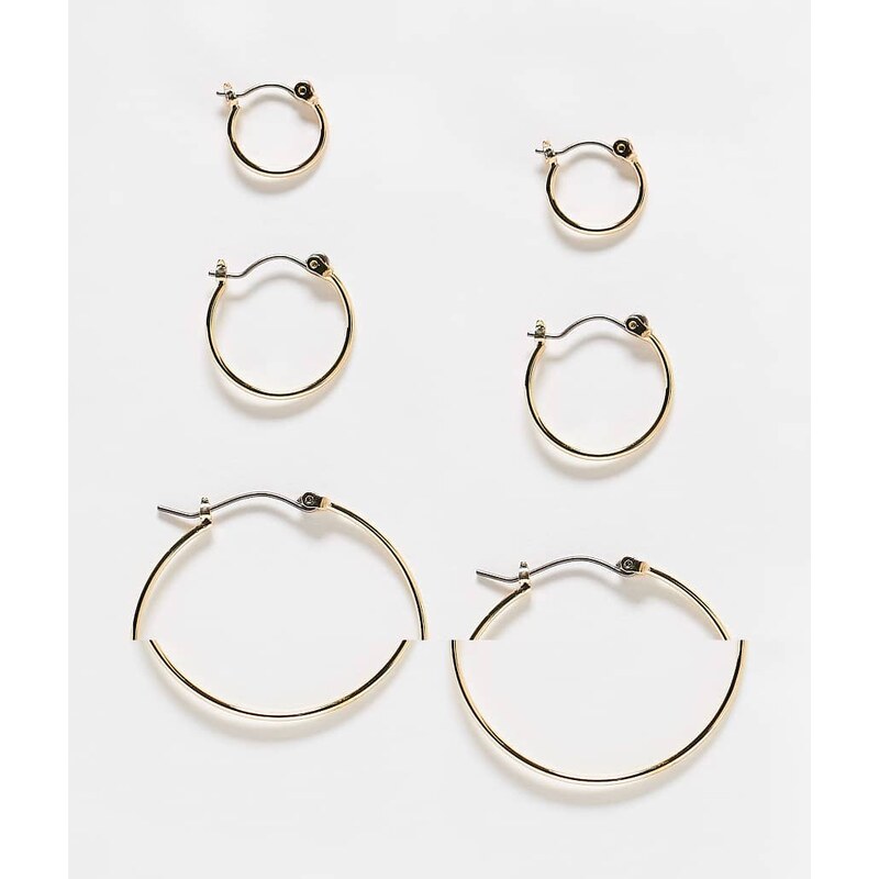Pieces multi-size hoop earring 3-pack in gold-Silver