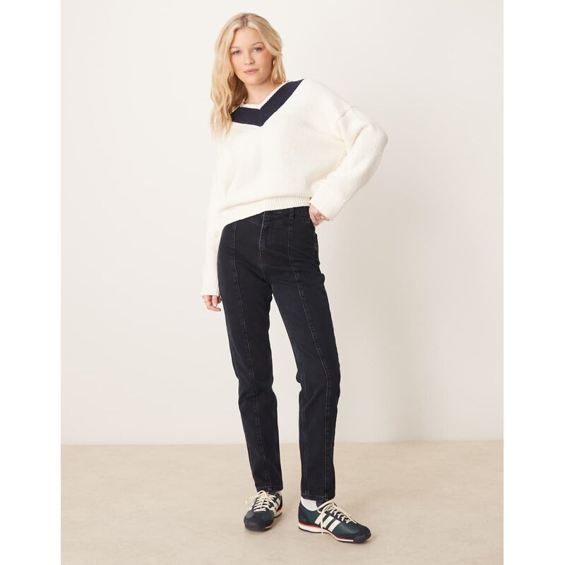 ASOS DESIGN seamed slim fit high waist jean-Navy 115585001