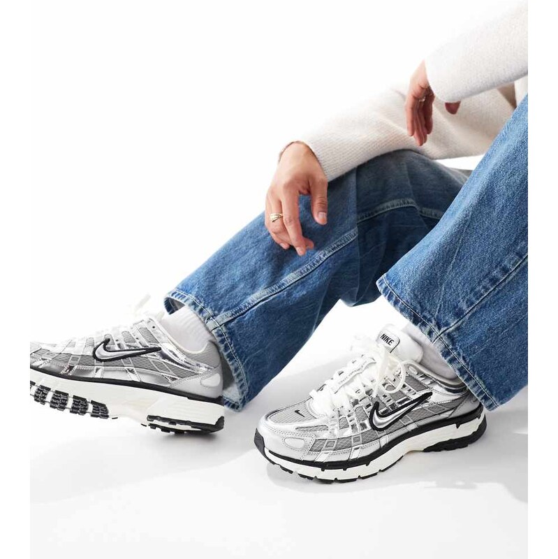 Nike P-6000 trainers in metallic silver