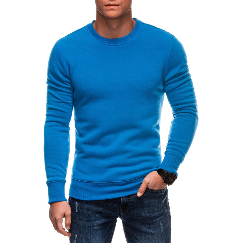 Edoti BASIC mens uniform round neck sweatshirt - blue