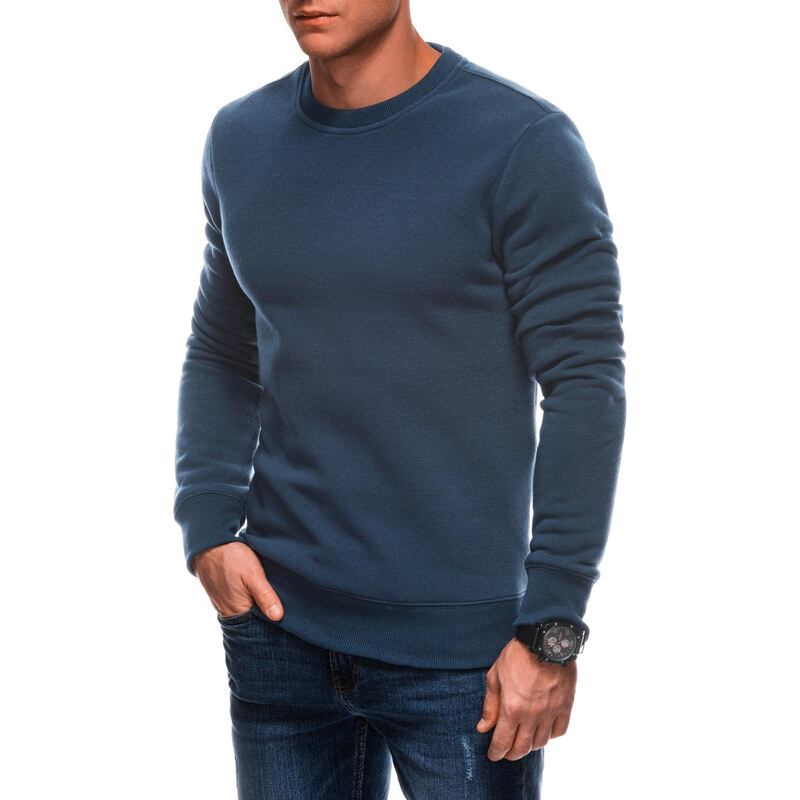 Edoti Mens uniform BASIC round neck sweatshirt - navy blue