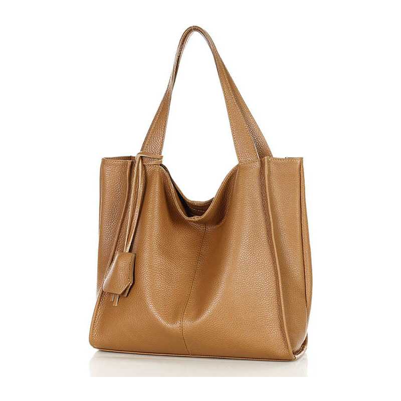GENUINE LEATHER Kožená kabelka přes rameno Mazzini M13M9 camel