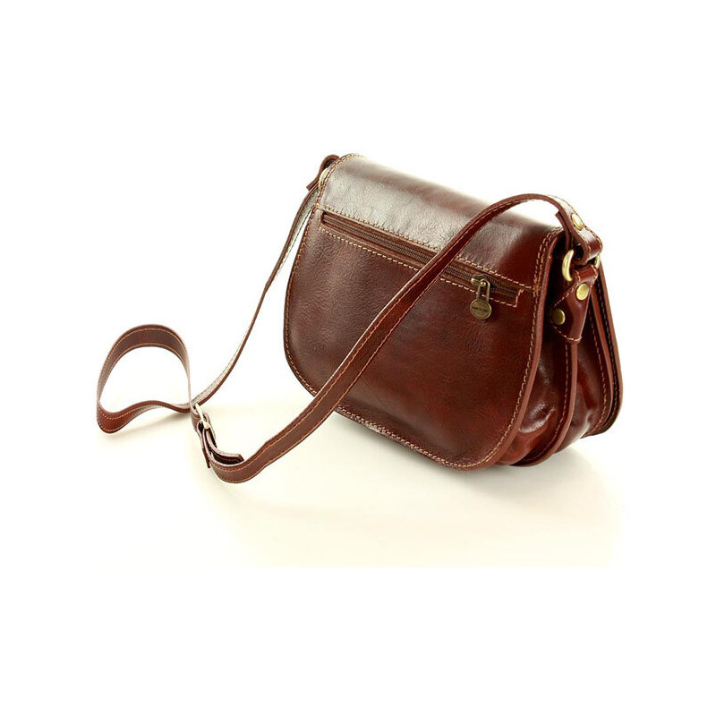 Marco Mazzini Kožená crossbody kabelka přes rameno Mazzini M12M7 hnědá 85925884