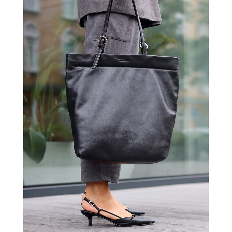 Kožená shopper bag kabelka Marco Mazzini G12399 černá
