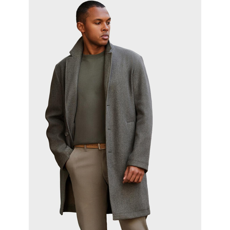 Ombre Mens lightweight single-breasted coat - graphite-khaki