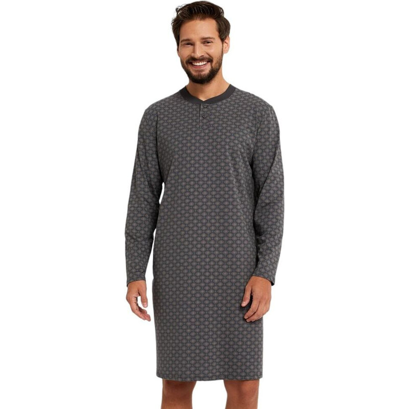 Pánská noční košile Balmer šedá - Italian Fashion