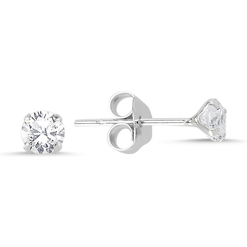 LUNICA Stříbrné náušnice ZIRKON 4mm 100449278