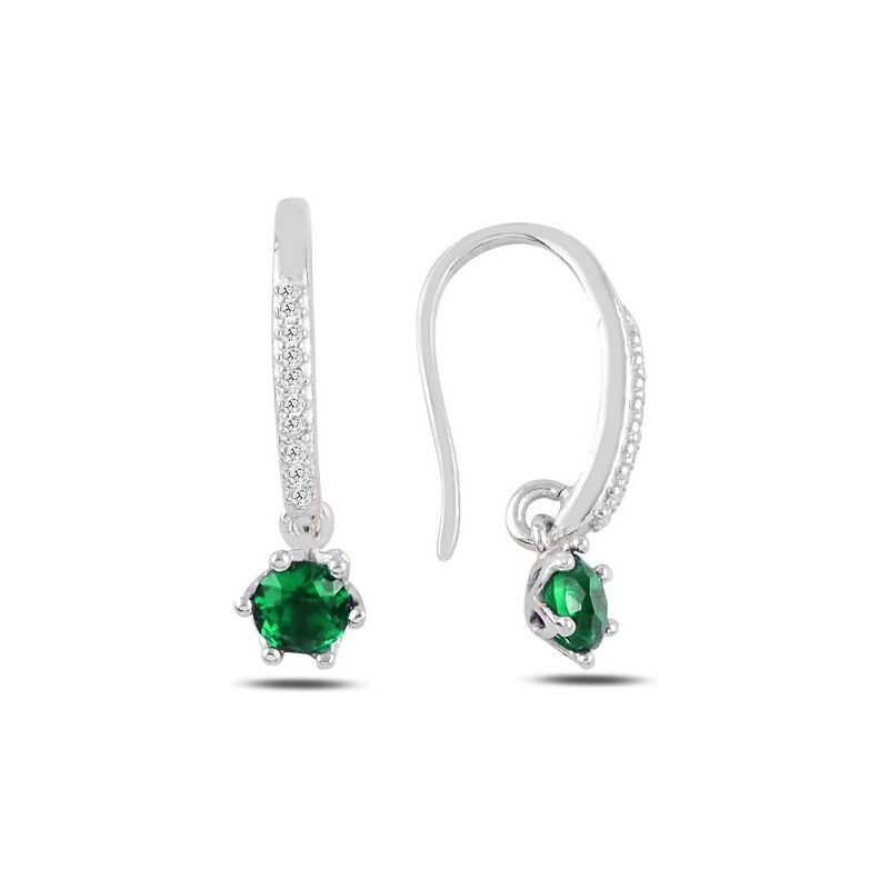 LUNICA Stříbrné visací náušnice EMERALD 100449296