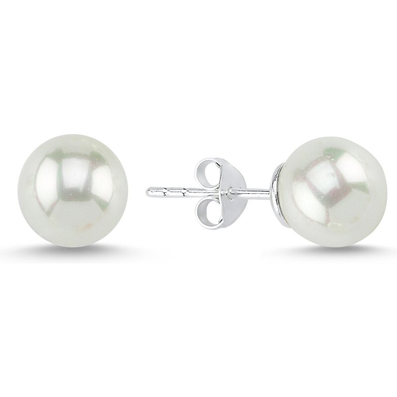 LUNICA Stříbrné puzetové náušnice PERLA 8mm 103483091