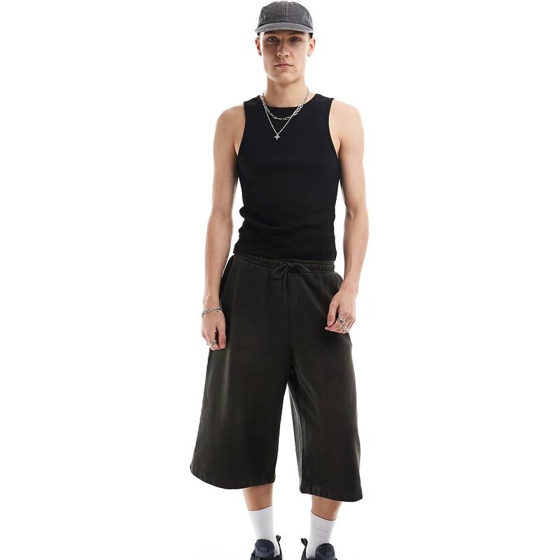COLLUSION ribbed vest in black-White