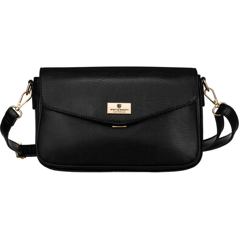 Peterson černá crossbody kabelka s imitací hadí kůže
