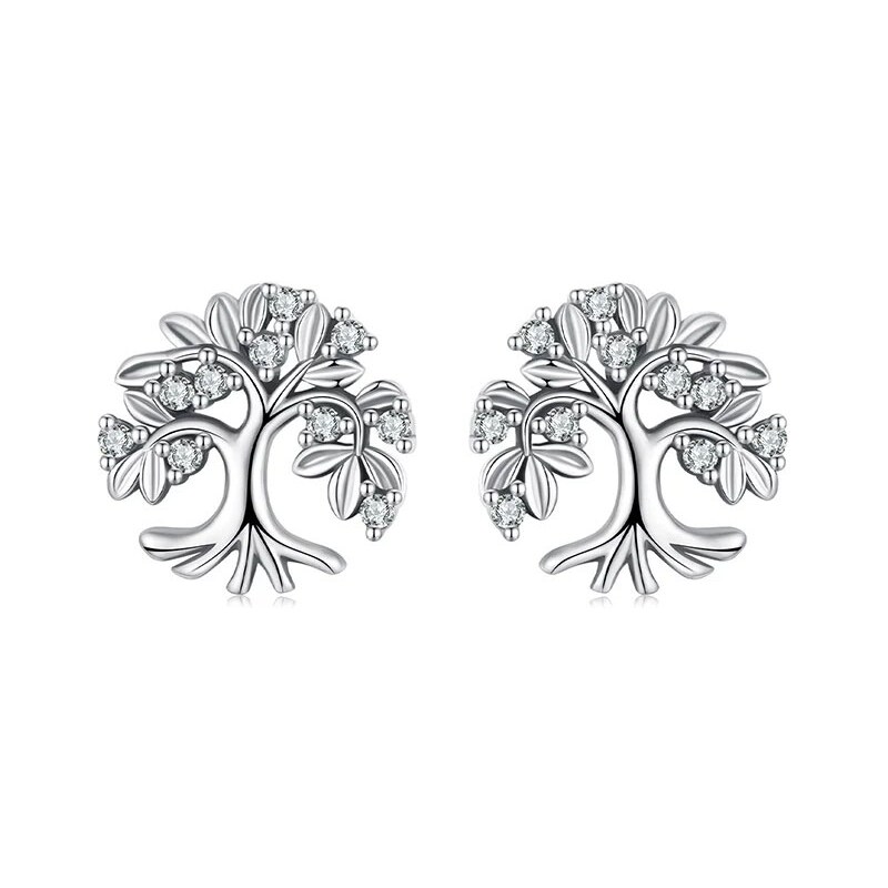GRACE Silver Jewellery Stříbrné náušnice se zirkony Strom života