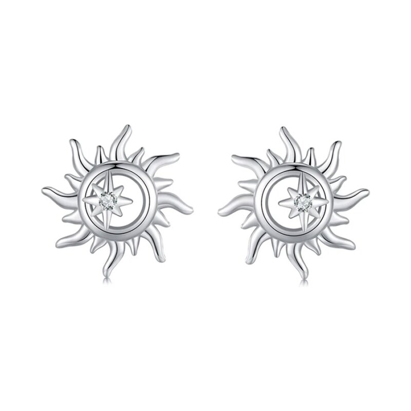 GRACE Silver Jewellery Stříbrné náušnice motiv Slunce - stříbro