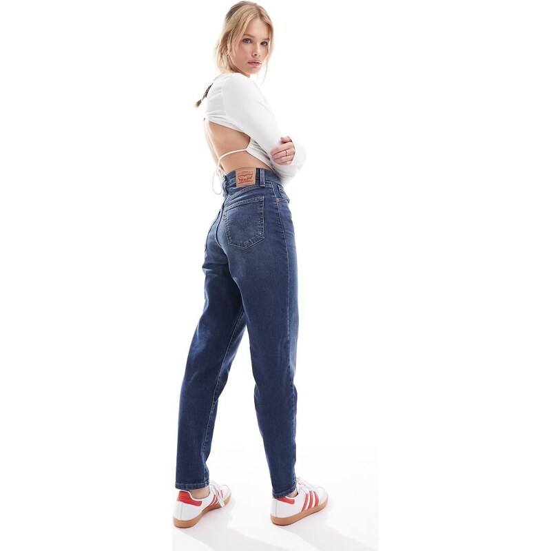 Levis high waisted mom jeans in dark wash navy