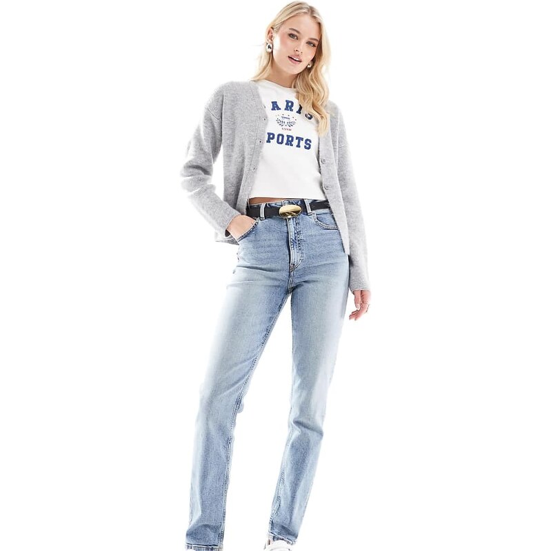ASOS Tall ASOS DESIGN Tall slim fit mom jeans in mid blue 115509947