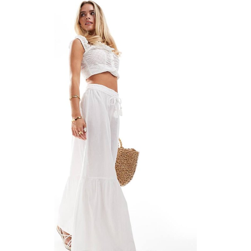 Vero Moda Petite boho maxi skirt in white 103784463
