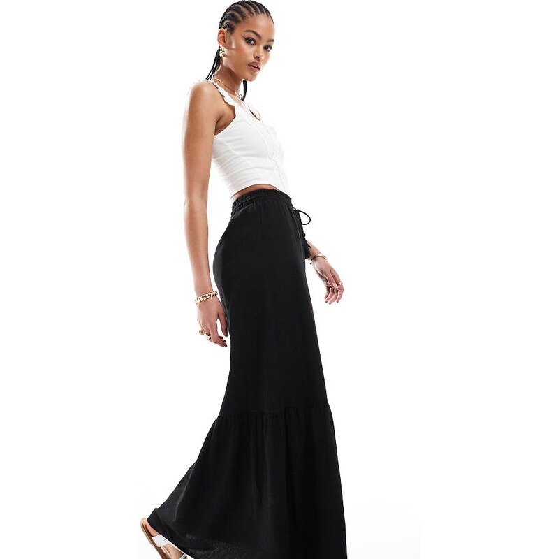 Vero Moda Tall boho maxi skirt in black 103494314