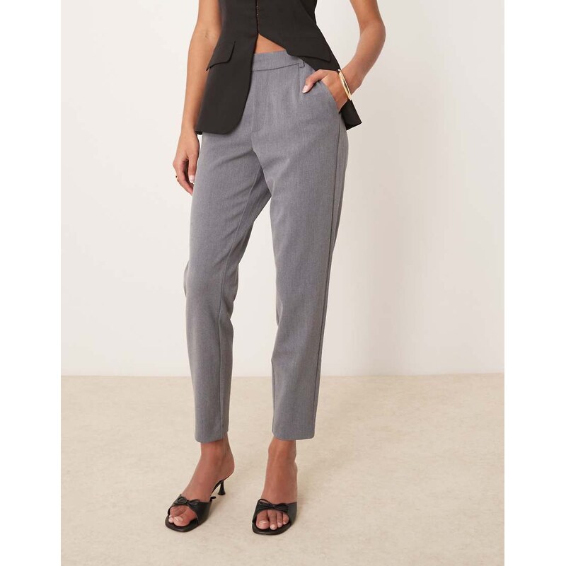Vila mix & match slim tailored trouser in medium grey melange