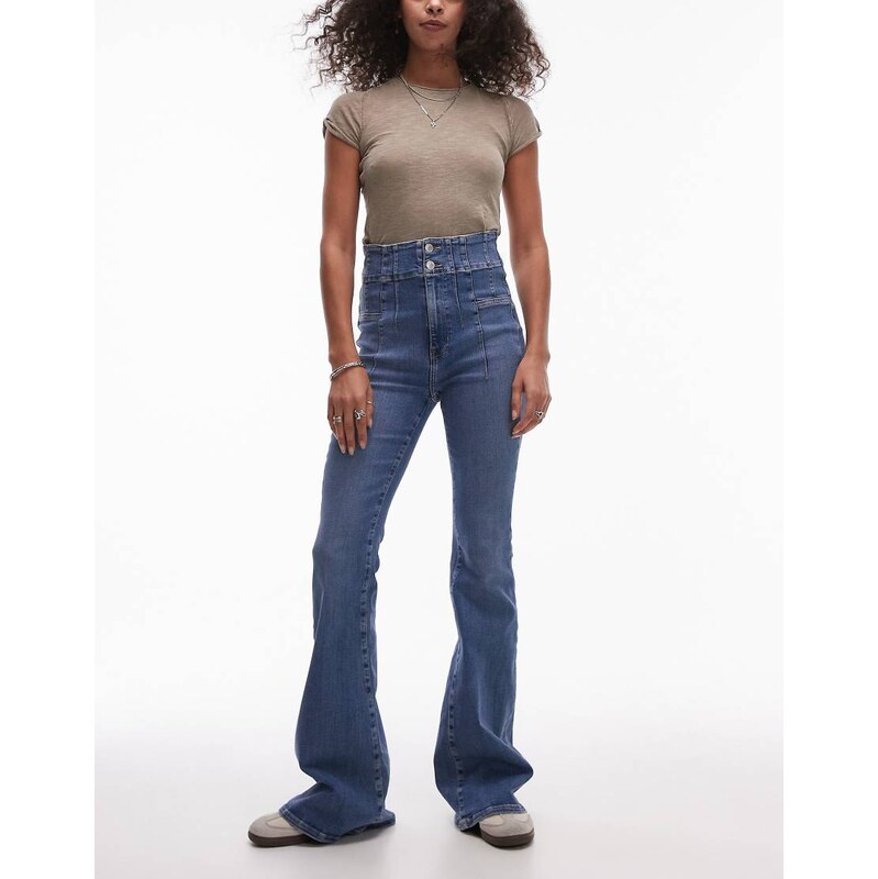 Free People jayde high waist skinny denim flares in sunburst blue 115631357