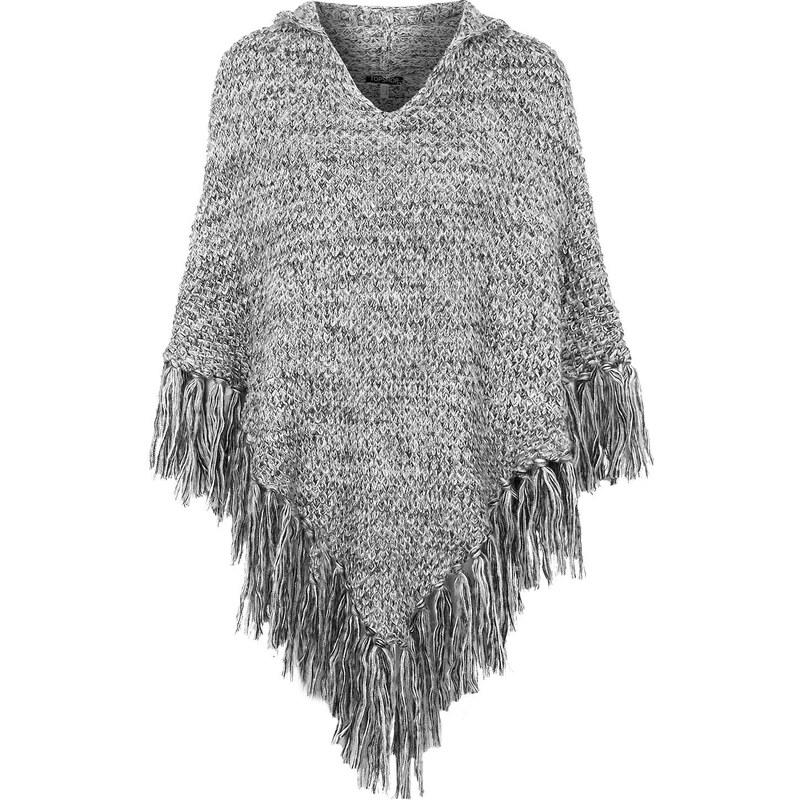 Topshop Knitted Hooded Tassel Poncho