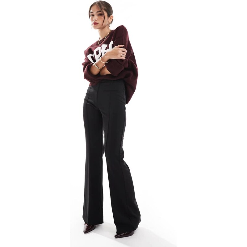 ASOS DESIGN tailored slinky skinny flare trousers in black