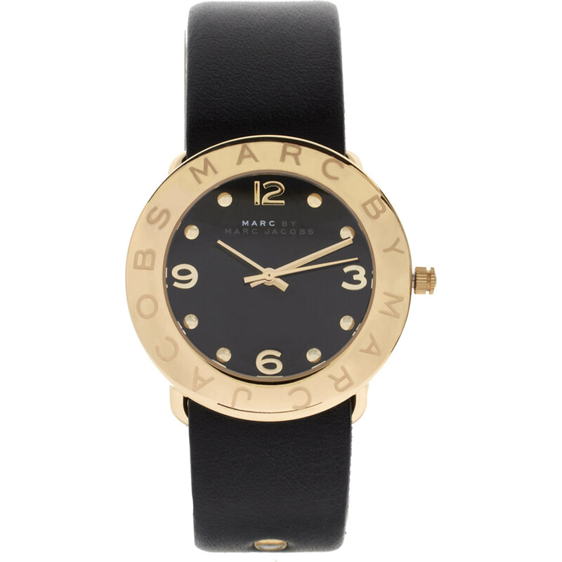 Marc By Marc Jacobs Gold & Black Leather Strap Watch