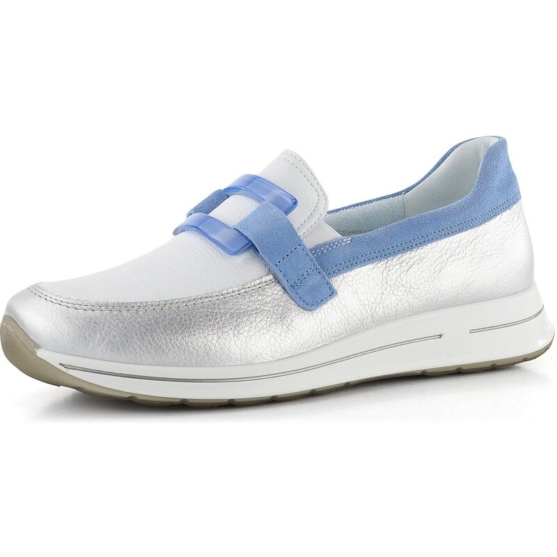Ara širší prozouvací polobotky Osaka Silber/Weiss/Azzuro 12-24822-06 104312805