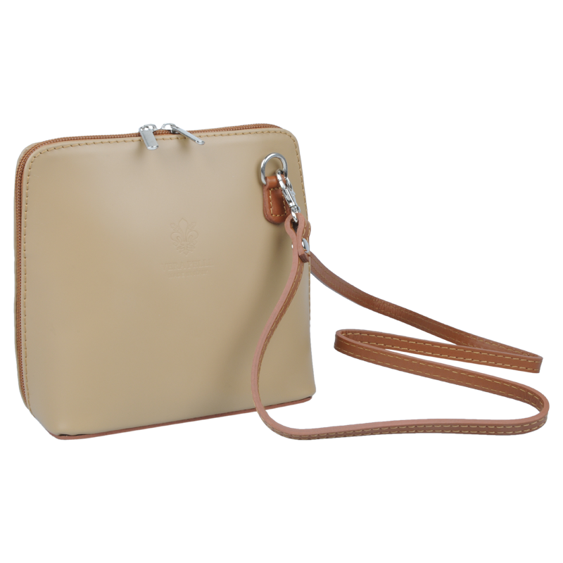 Okrová kožená italská crossbody kabelka Grana Cappuccino Camel