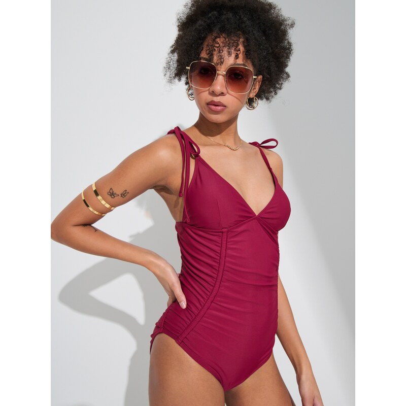 Sinsay - Jednodílné plavky - burgundy 103544148