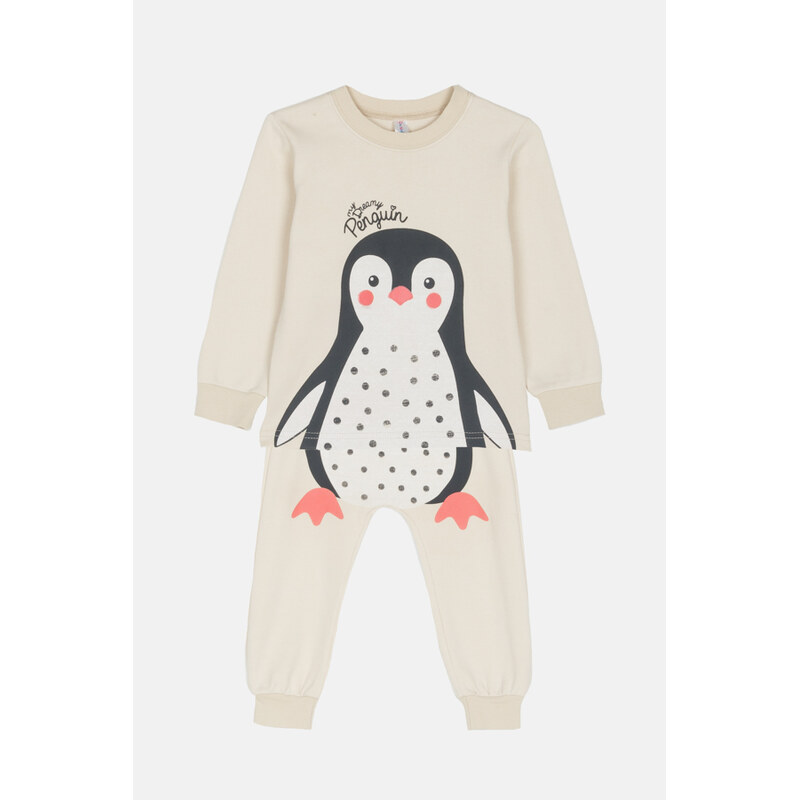 JOYCE Dívčí bavlněné pyžamo PENGUIN/Béžová