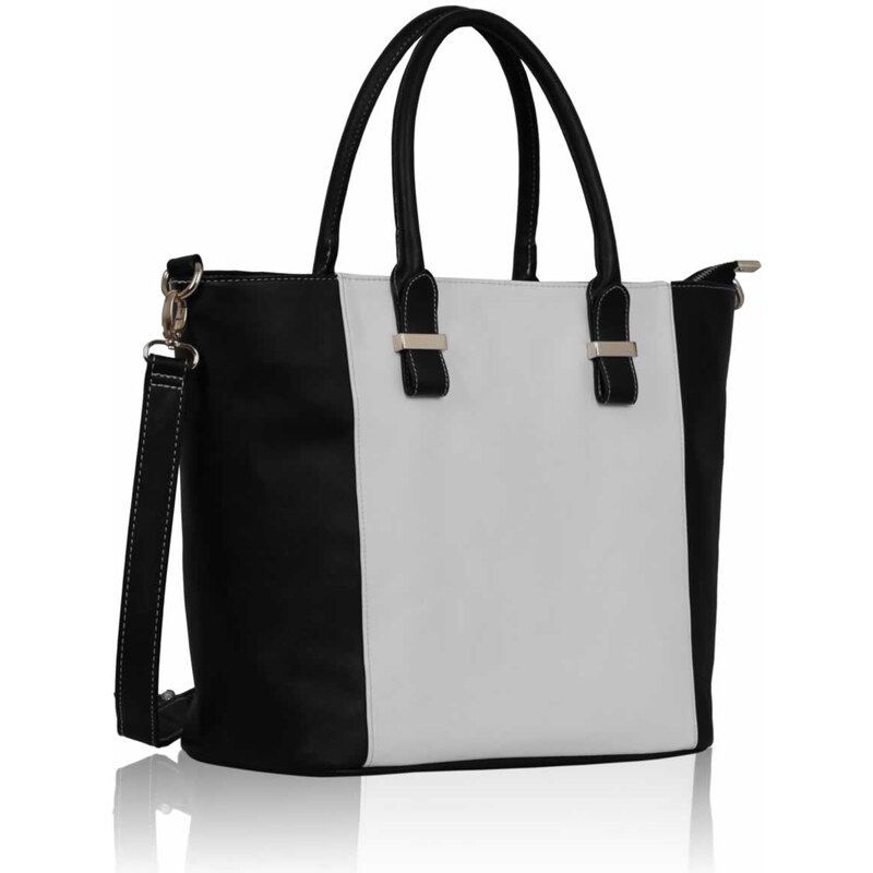 LS Fashion Elegantní kabelka LS0076A černo-bílá