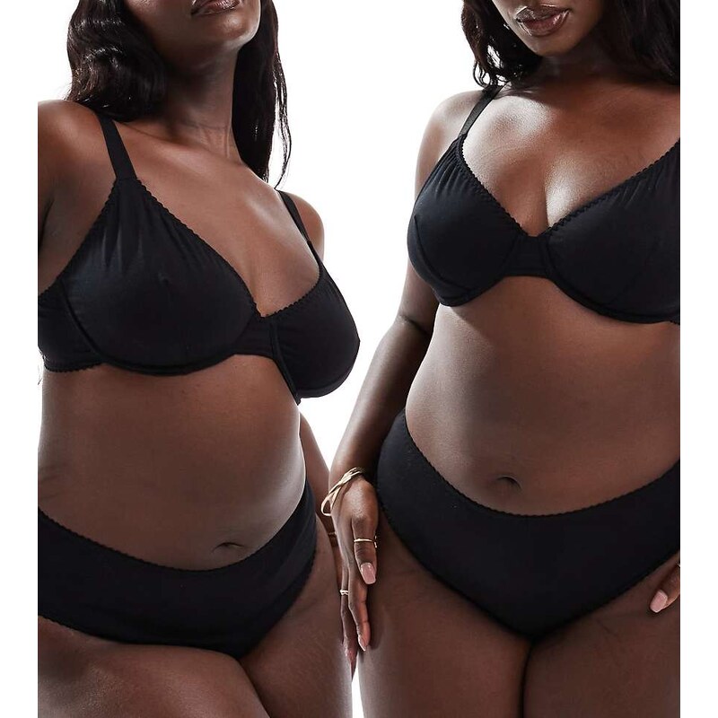 ASOS Curve ASOS DESIGN Curve 2 pack Mila cotton brazillian brief in 115184177