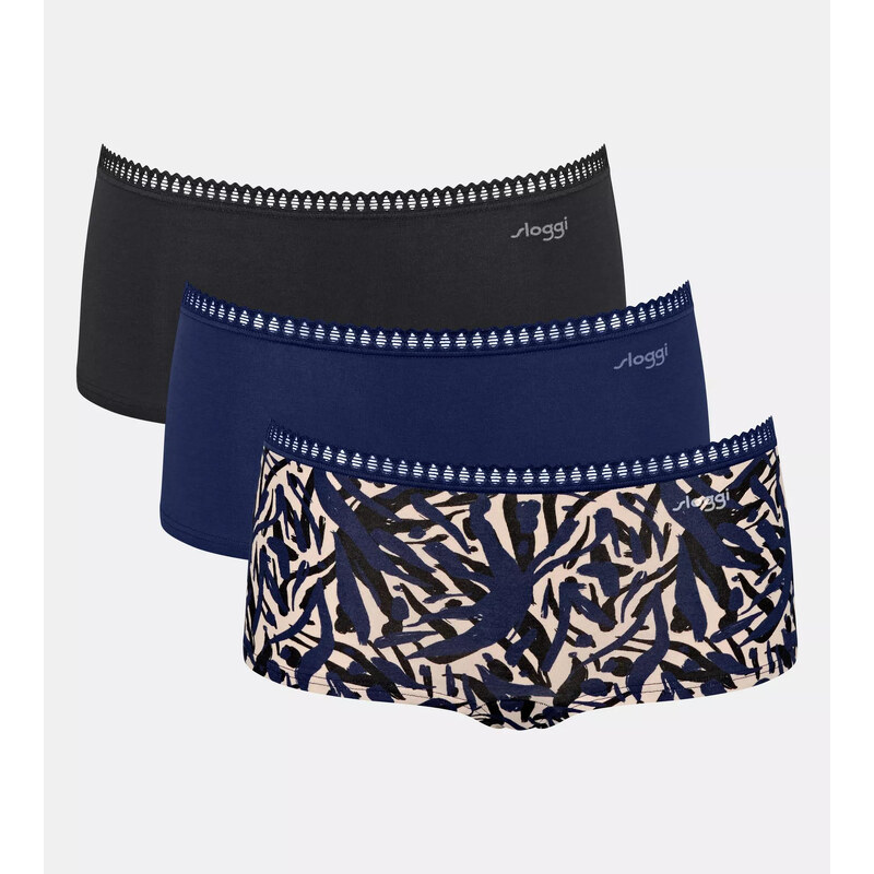 Dámské kalhotky GO Crush Short C3P - BLUE - modré M008 - SLOGGI 103568161