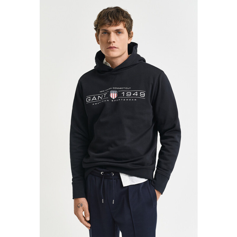 MIKINA GANT GRAPHIC HOODIE BLACK