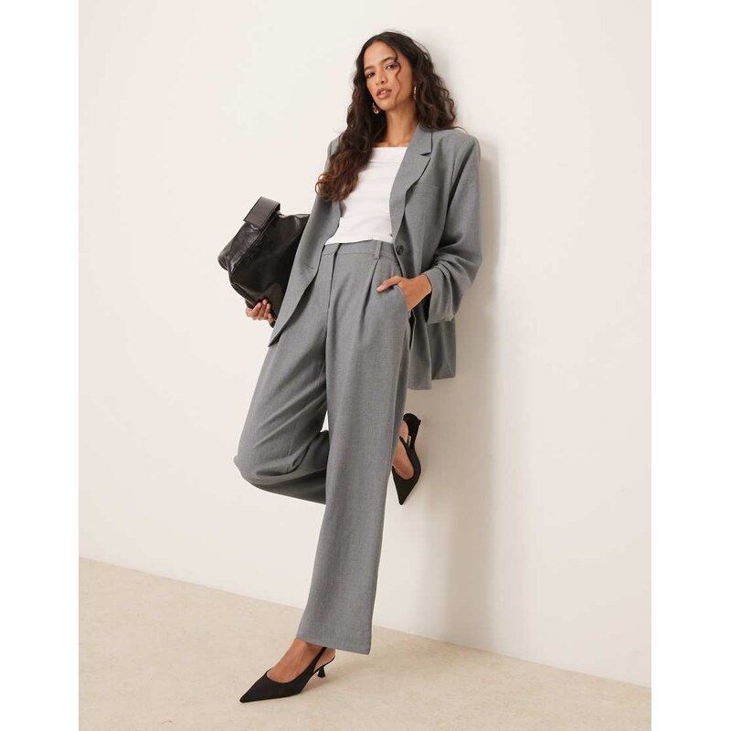 YAS dad fit tailored trouser co-ord in medium grey melange 115640224
