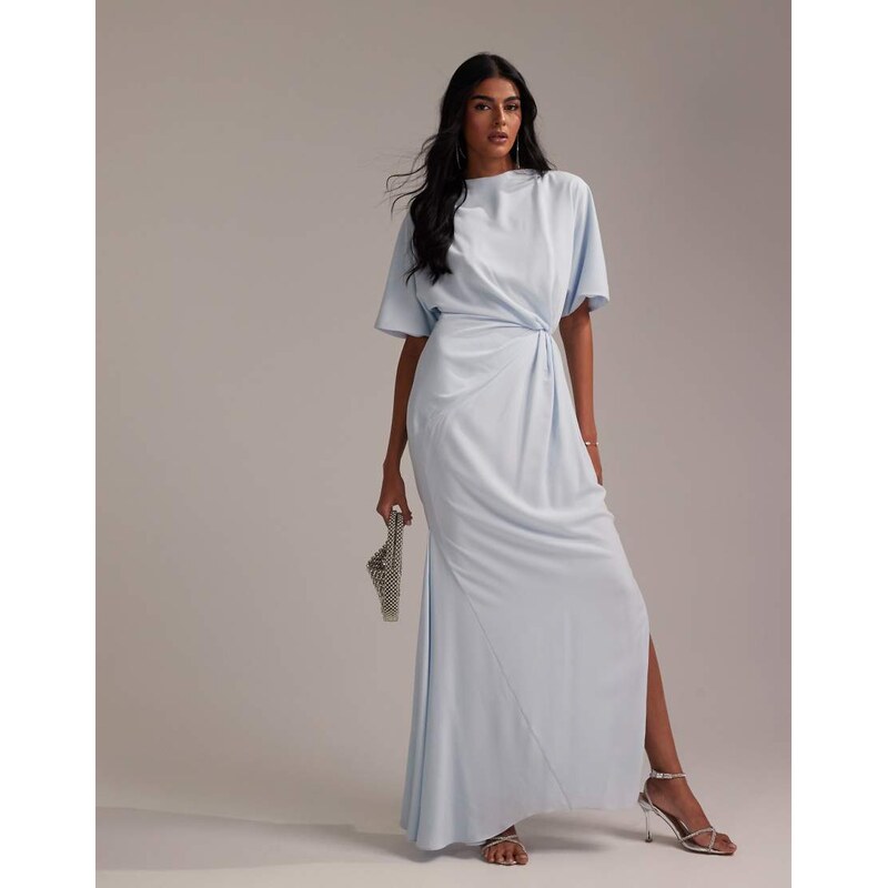 ASOS DESIGN Bridesmaids slash neck crepe t-shirt sleeve minimal