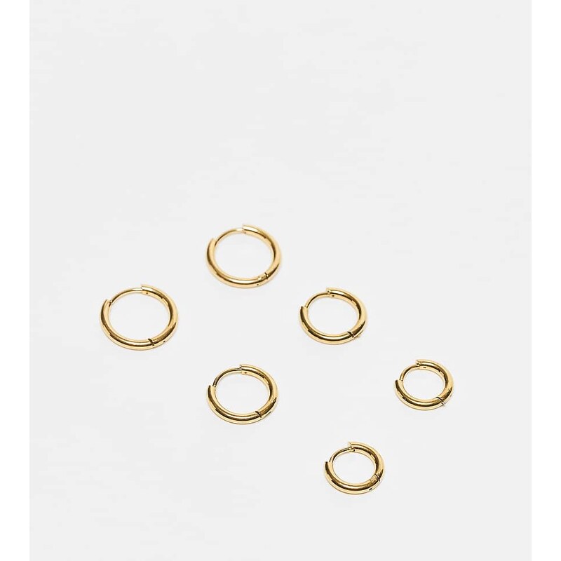 Lost Souls stainless steel 18ct gold plated multipack of huggie