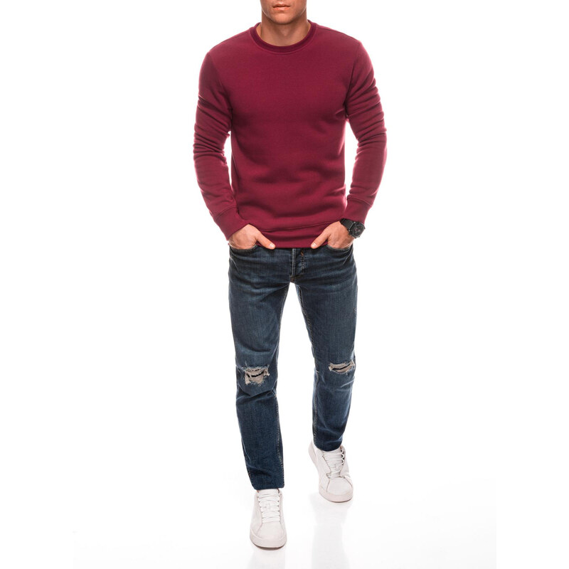 Edoti BASIC mens uniform round neck sweatshirt - maroon