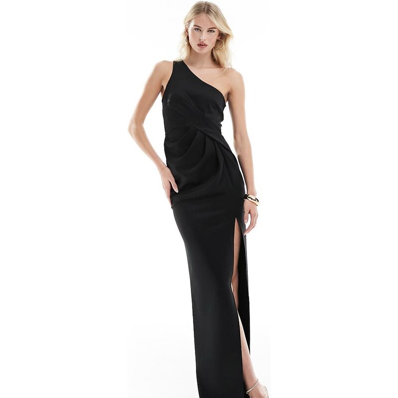ASOS Tall ASOS DESIGN Tall one shoulder pleat detail bodycon maxi 103588834
