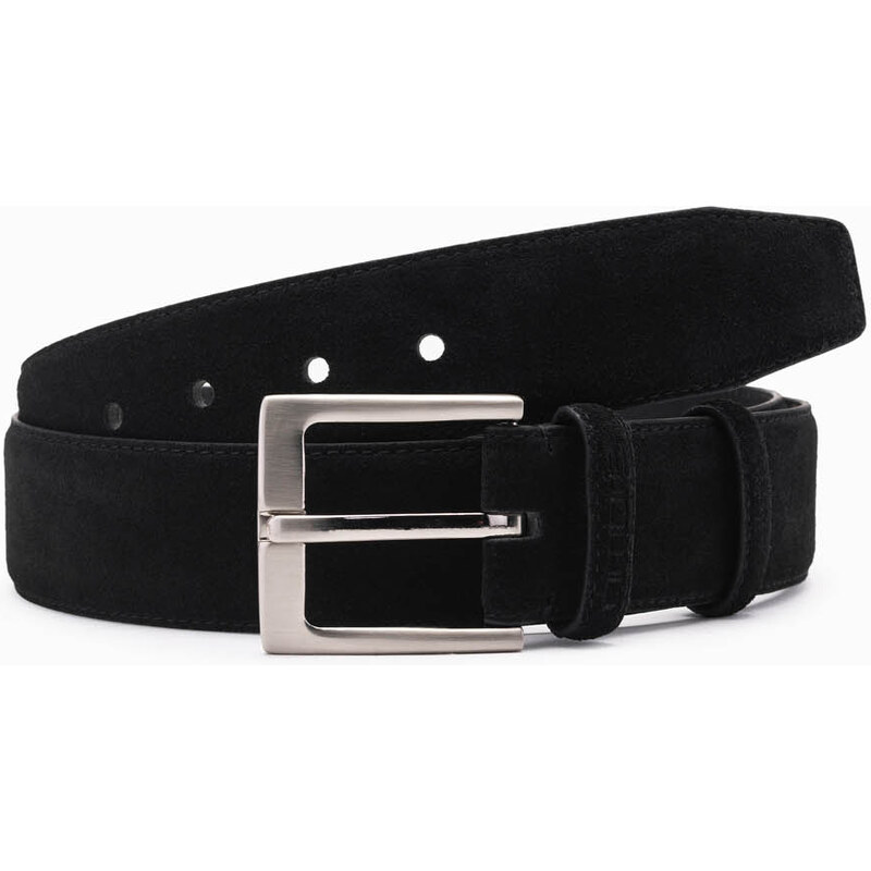 Ombre One-color mens natural suede belt - black