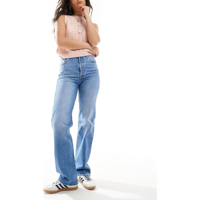 Levis ribcage straight full jeans in mid blue