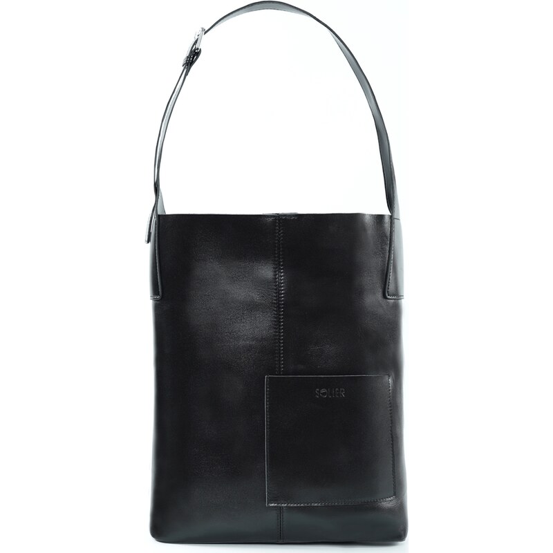 BASIC Černá dámská kožená shopper kabelka ELVORIA