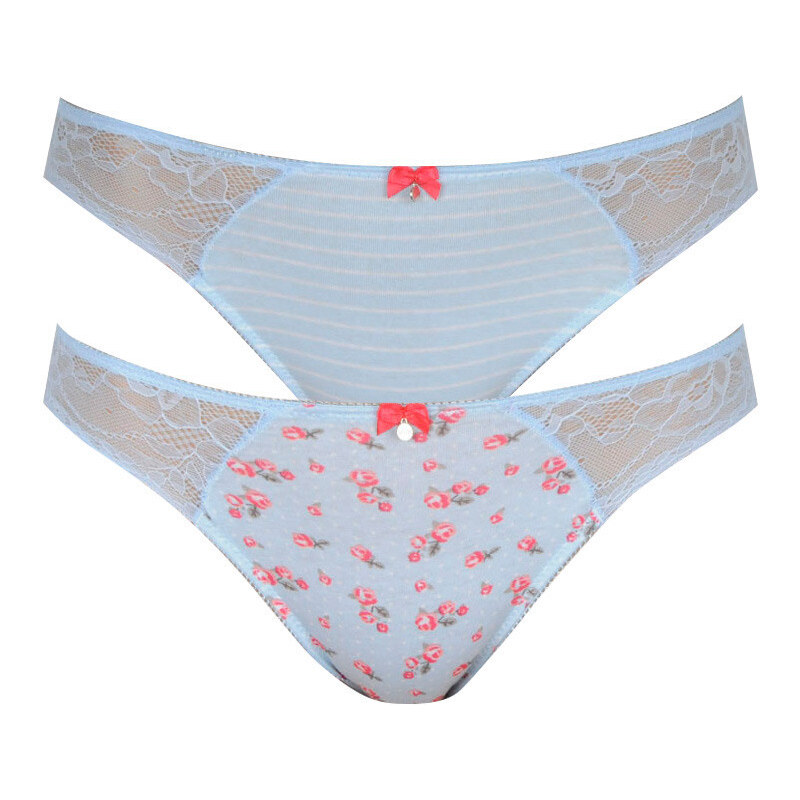 Dámské kalhotky 2PACK L-1119 BI Světle modrá vzor - Lama 103611679