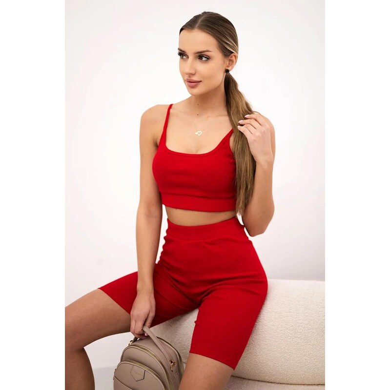 MladaModa Souprava crop-topu a krátkých legín s vysokým pasem model 69171882