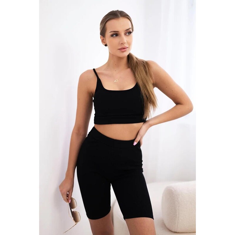 MladaModa Souprava crop-topu a krátkých legín s vysokým pasem model 69171886