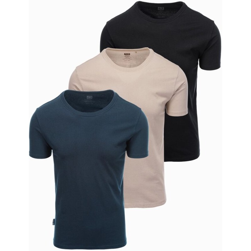 Ombre Clothing Trojbalení bavlněných triček v mix barvách V7