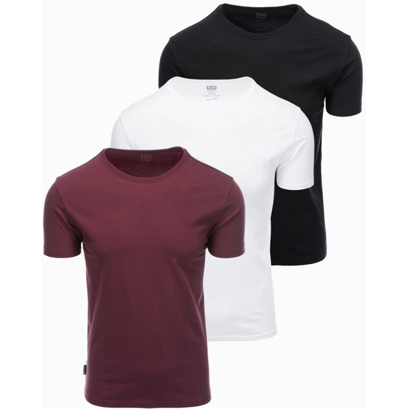 Ombre Clothing Trojbalení bavlněných triček v mix barvách V6