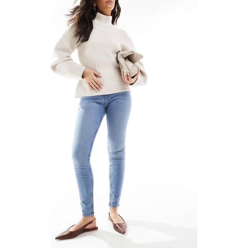 JDY Moon high waist skinny jeans in mid blue 103646123