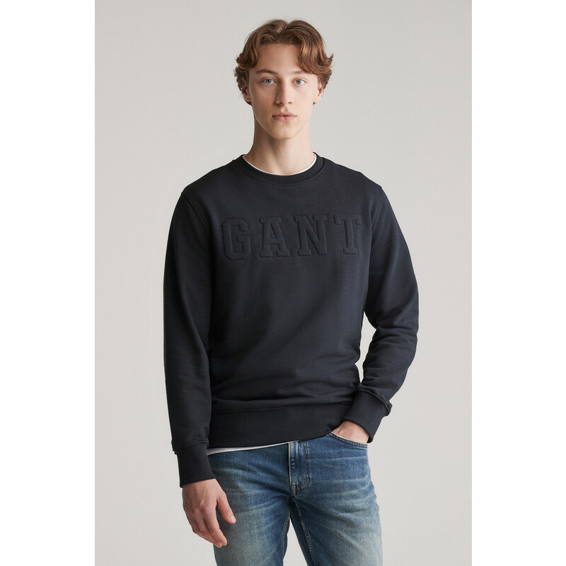 MIKINA GANT EMBOSSED C-NECK SWEAT BLACK